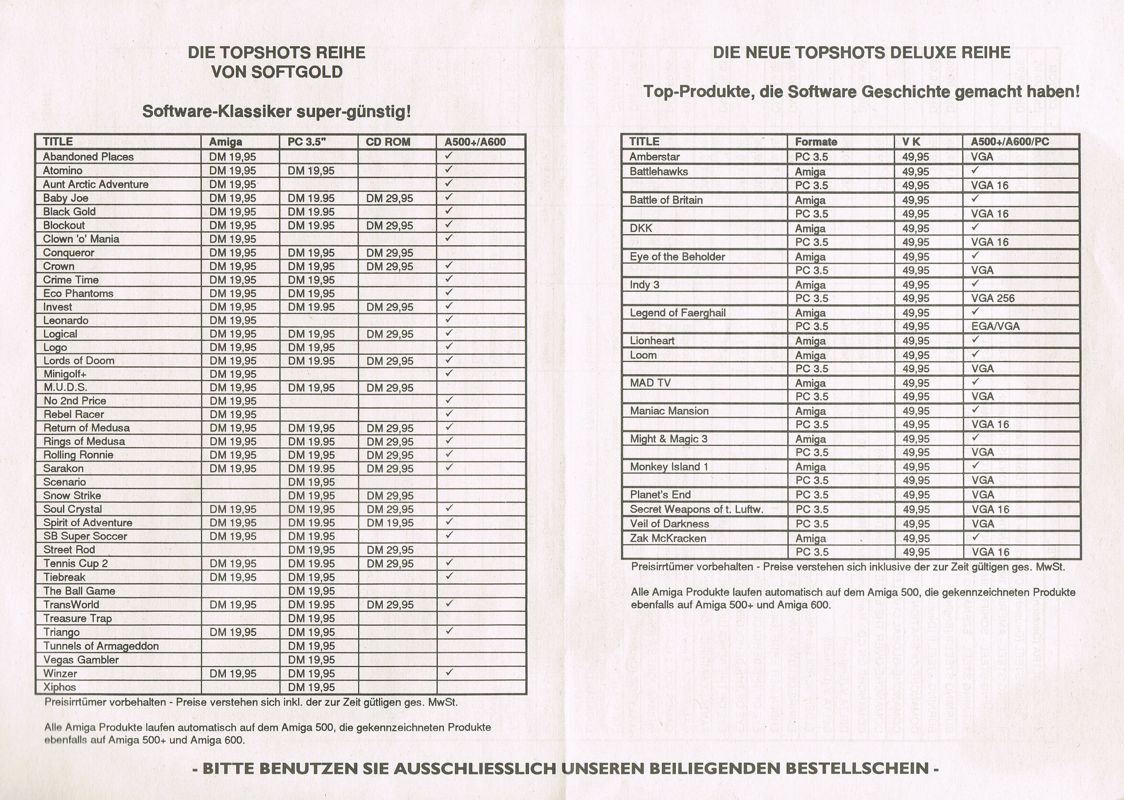 Advertisement for Great Naval Battles Vol. II: Guadalcanal 1942-43 (DOS) (German version): Catalog - Back