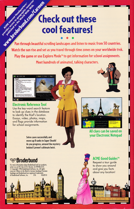Manual for Where in the World is Carmen Sandiego? (Macintosh and Windows and Windows 3.x): Back COver