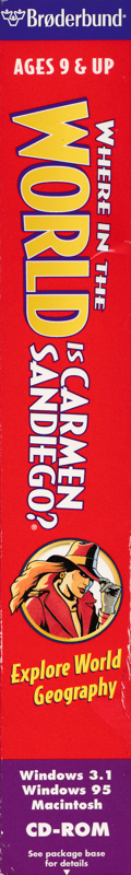 Spine/Sides for Where in the World is Carmen Sandiego? (Macintosh and Windows and Windows 3.x): Left Side