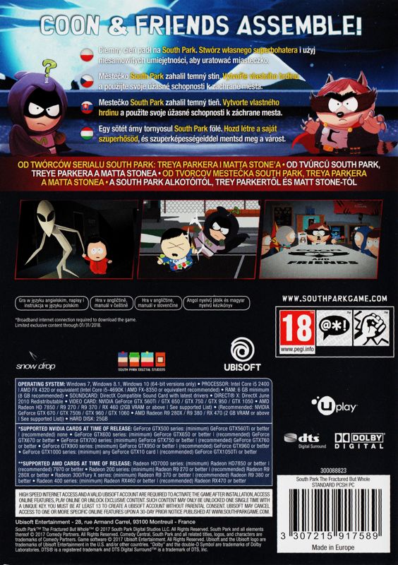 Back Cover for South Park: The Fractured But Whole (Windows)