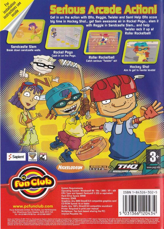 Back Cover for Rocket Power: Extreme Arcade Games (Windows)