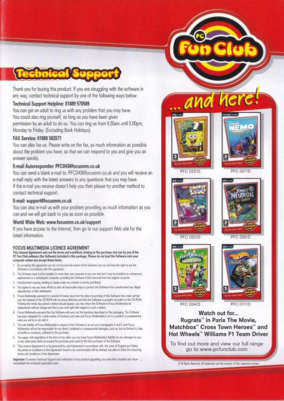 Inside Cover for Rocket Power: Extreme Arcade Games (Windows): Right