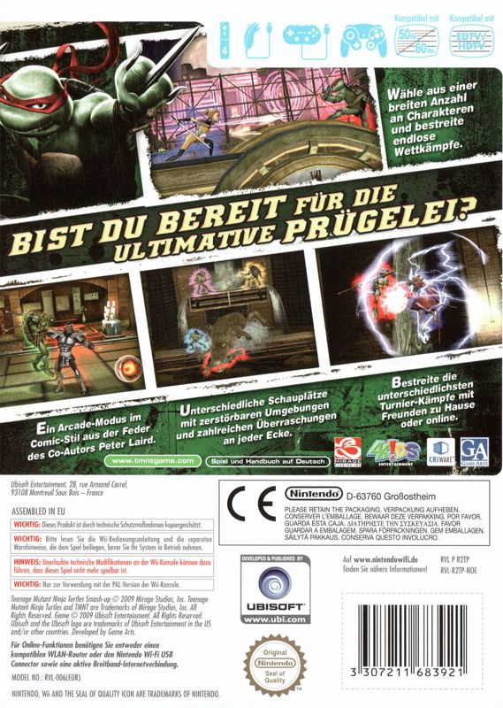 Back Cover for Teenage Mutant Ninja Turtles: Smash-Up (Wii)
