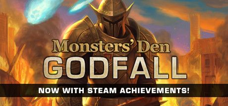 Front Cover for Monsters' Den: Godfall (Windows) (Steam release): May 2018, "Now With Steam Achievements!" version