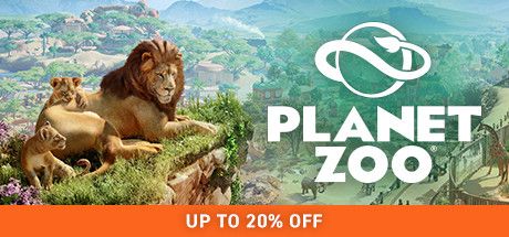 Front Cover for Planet Zoo (Windows) (Steam release): December 2019, "Up to 20% Off", orange version