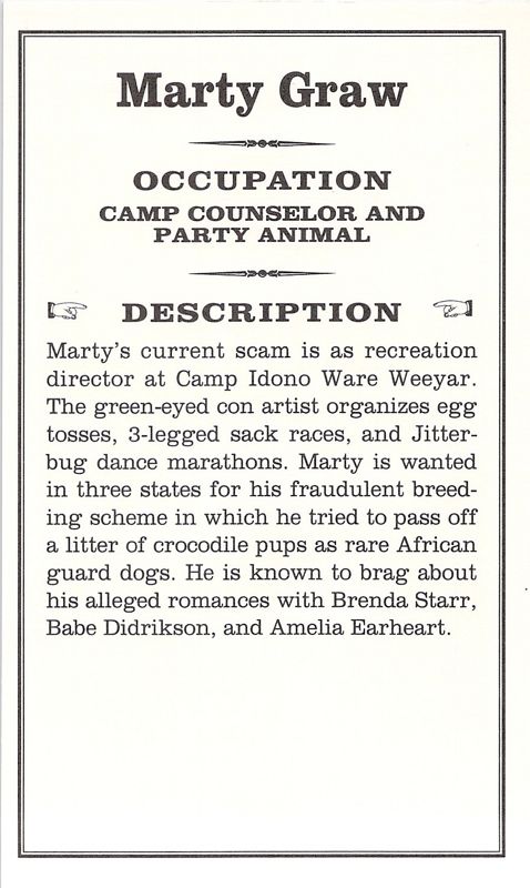 Extras for Where in America's Past Is Carmen Sandiego? (DOS) (Dual media release): Culprit Card - Marty Graw Rear