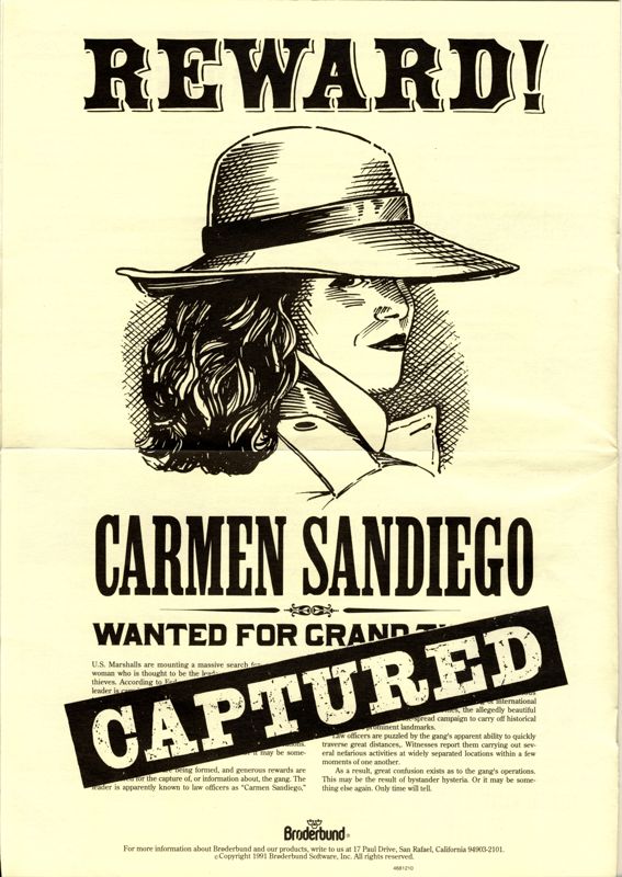 Manual for Where in America's Past Is Carmen Sandiego? (DOS) (Dual media release): Rear