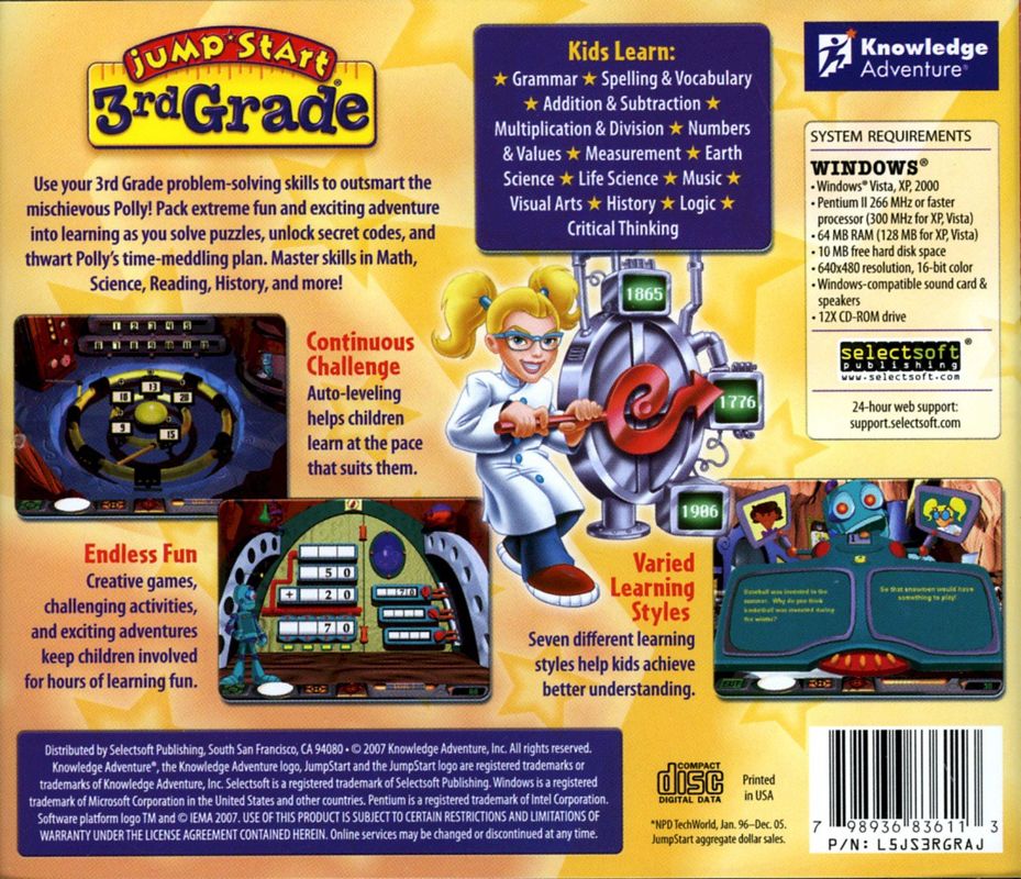 Back Cover for JumpStart Adventures: 3rd Grade - Mystery Mountain (Windows) (2007 re-release)