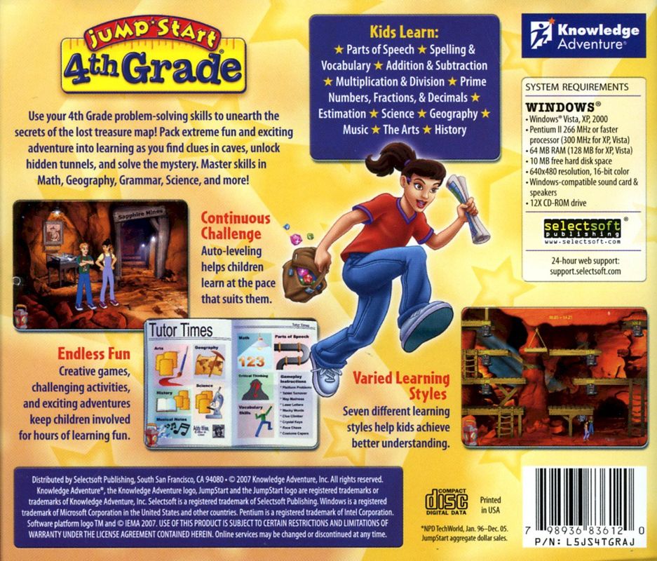 Back Cover for JumpStart Adventures: 4th Grade - Haunted Island (Windows) (2007 re-release)