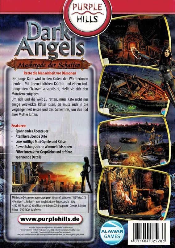 Back Cover for Dark Angels: Masquerade of Shadows (Windows) (Purple Hills release)