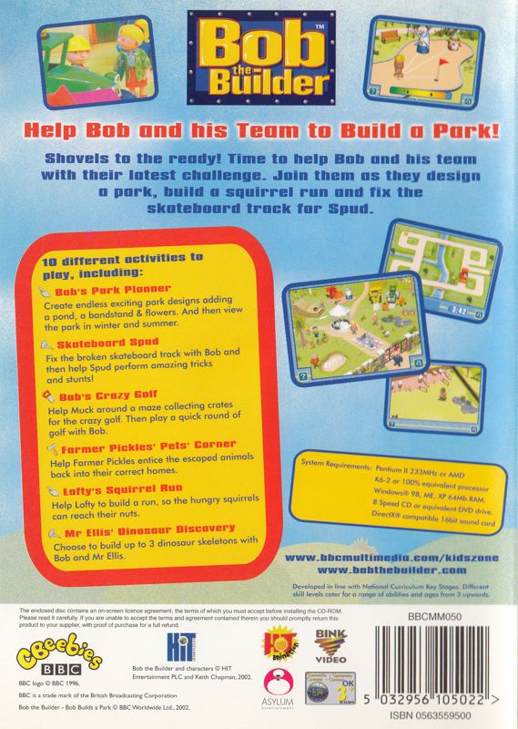 Back Cover for Bob the Builder: Bob Builds a Park (Windows)