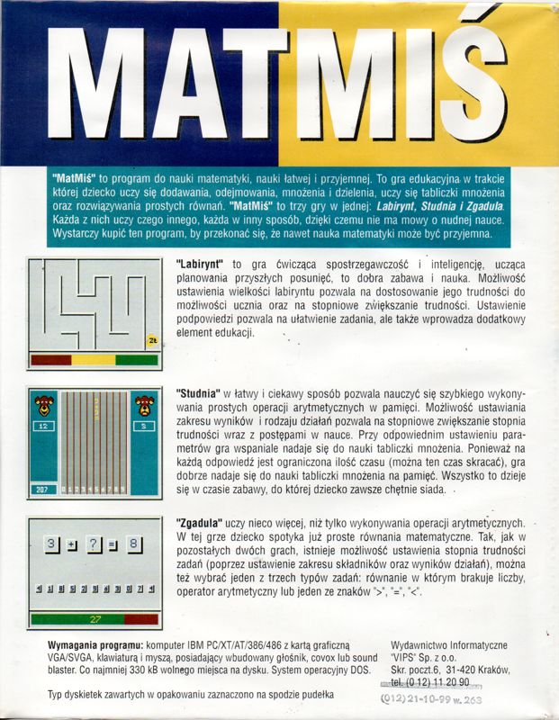 Back Cover for Mat Miś (DOS)