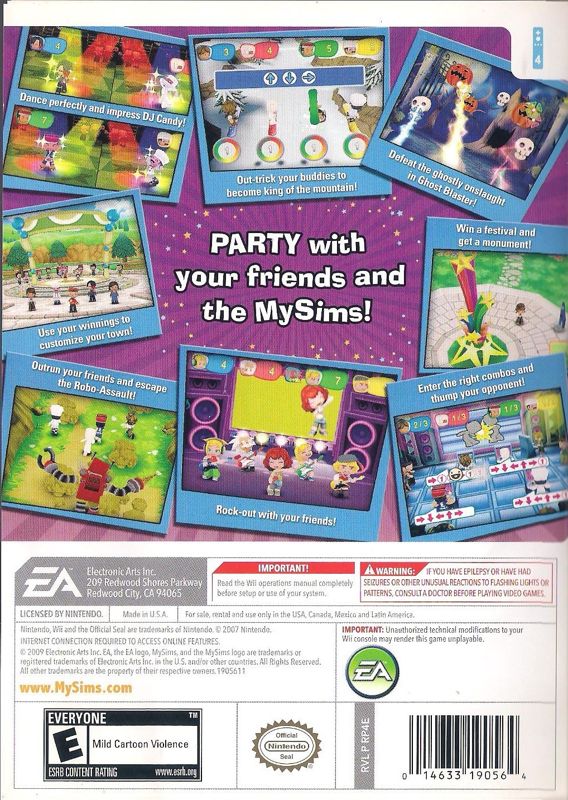 Back Cover for MySims: Party (Wii)