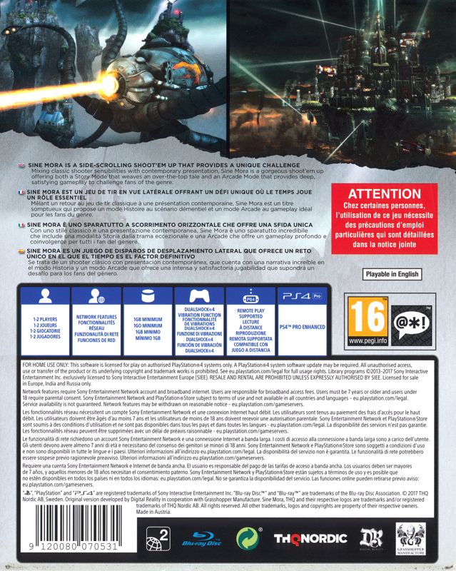 Back Cover for Sine Mora EX (PlayStation 4)