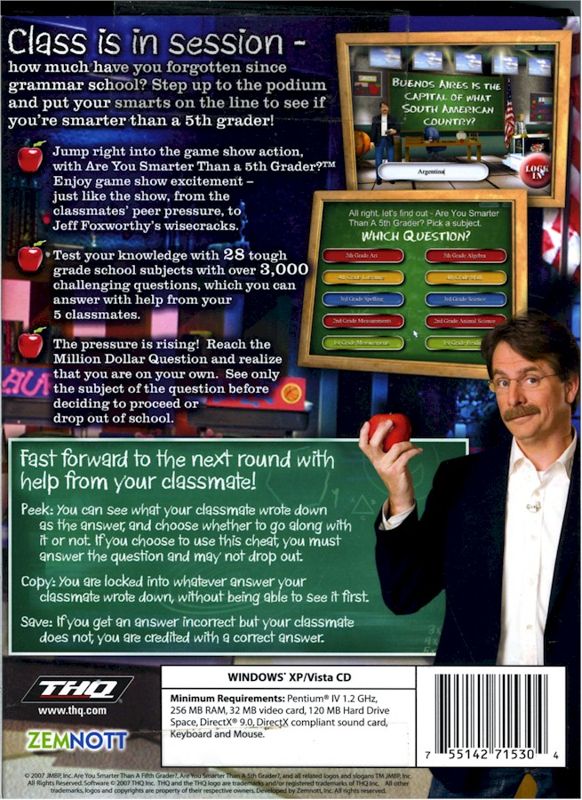 Back Cover for Are You Smarter Than a 5th Grader? (Windows)