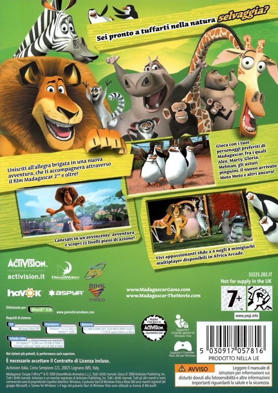 Back Cover for Madagascar: Escape 2 Africa (Windows)