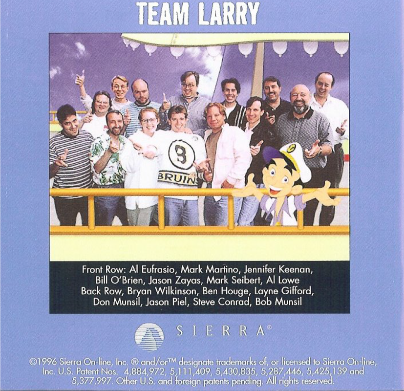 Manual for Leisure Suit Larry: Love for Sail! (Windows) (Steam release): Back