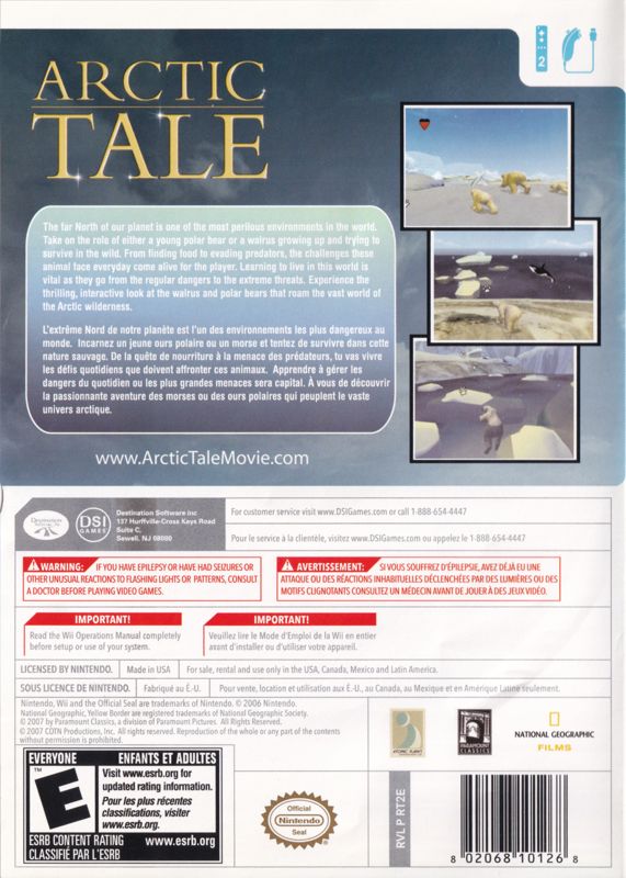 Back Cover for Arctic Tale (Wii)