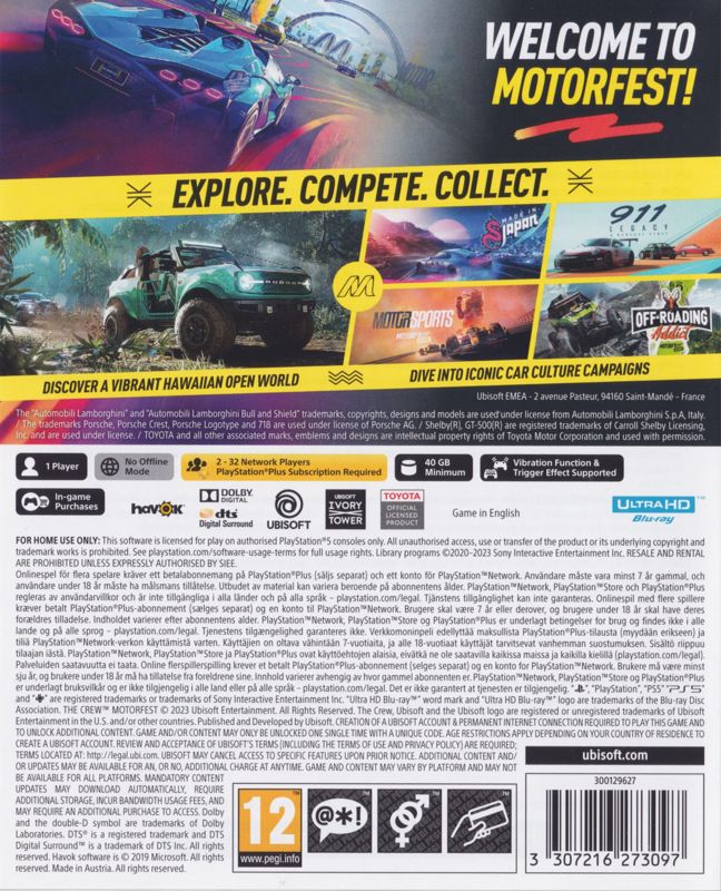 The Crew: Motorfest cover or packaging material - MobyGames