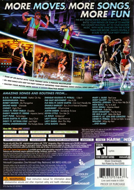 Dance Central 2 cover or packaging material MobyGames