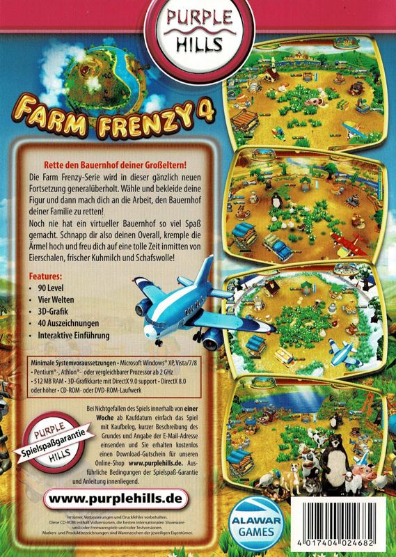 Back Cover for Farm Frenzy 4 (Windows) (Purple Hills release)