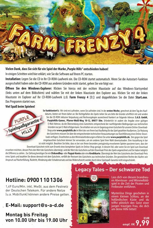 Manual for Farm Frenzy 4 (Windows) (Purple Hills release)
