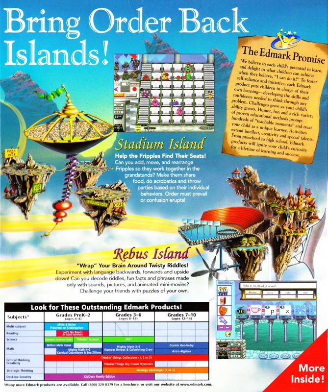 Inside Cover for Thinkin' Things: Sky Island Mysteries (Macintosh and Windows and Windows 3.x): Right