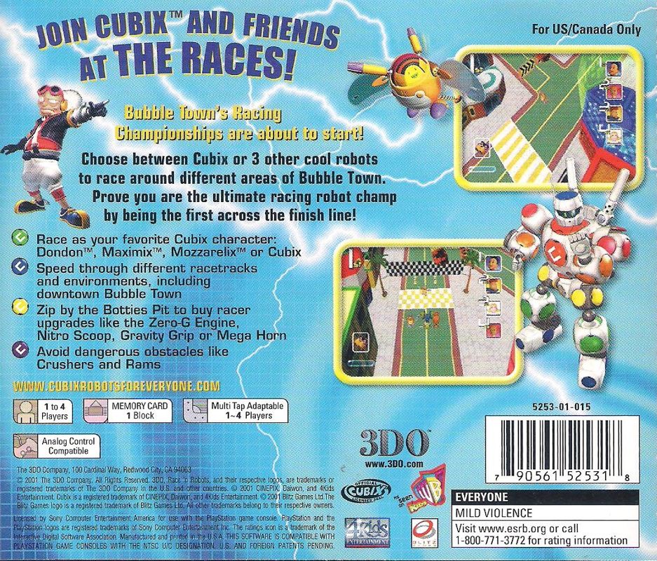 Back Cover for Cubix: Robots for Everyone - Race 'n Robots (PlayStation)