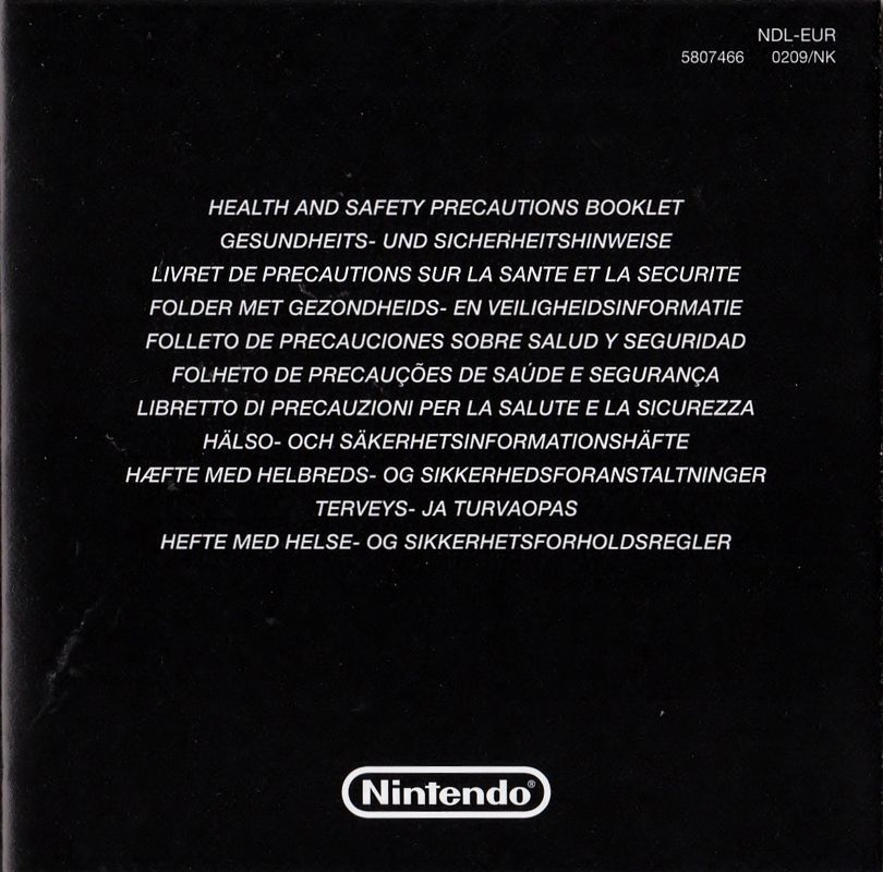 Extras for Picross 3D (Nintendo DS): Health and Safety Precautions Booklet - Front