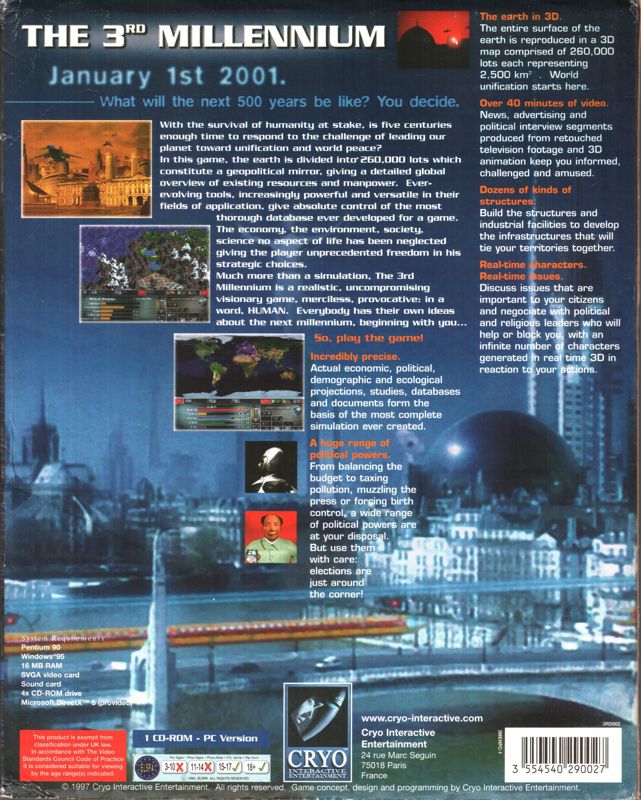 Back Cover for The 3rd Millennium (Windows)