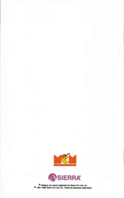 Manual for Castle of Dr. Brain (DOS): Sierra manual back