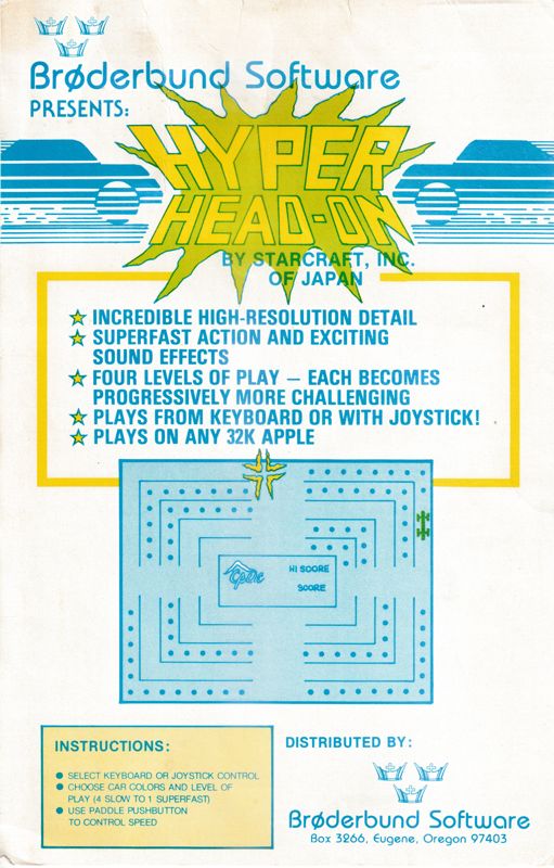 Front Cover for Hyper Head-on (Apple II)