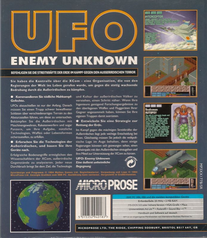 Back Cover for X-COM: UFO Defense (DOS)