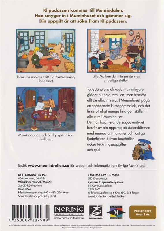 Back Cover for Muumit piilosilla (Macintosh and Windows) (2006 Nordic Softsales release)