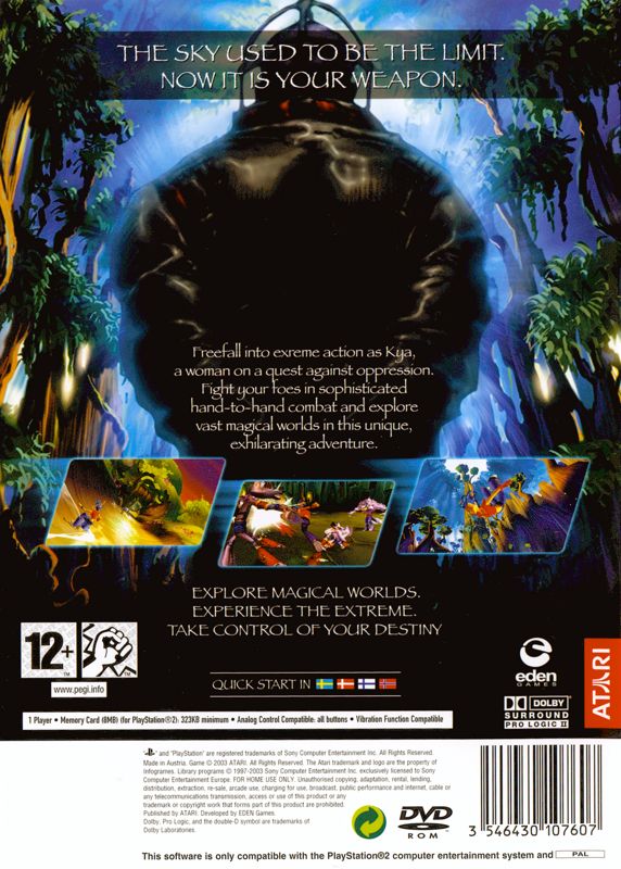 Back Cover for Kya: Dark Lineage (PlayStation 2)