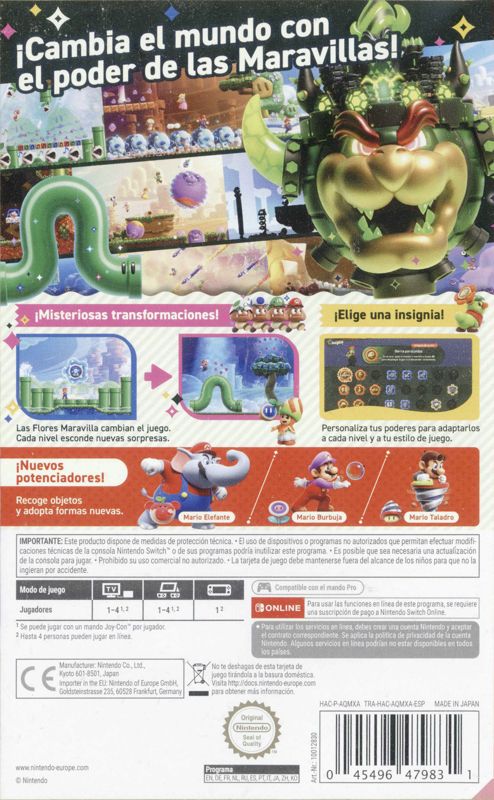 Back Cover for Super Mario Bros. Wonder (Nintendo Switch)