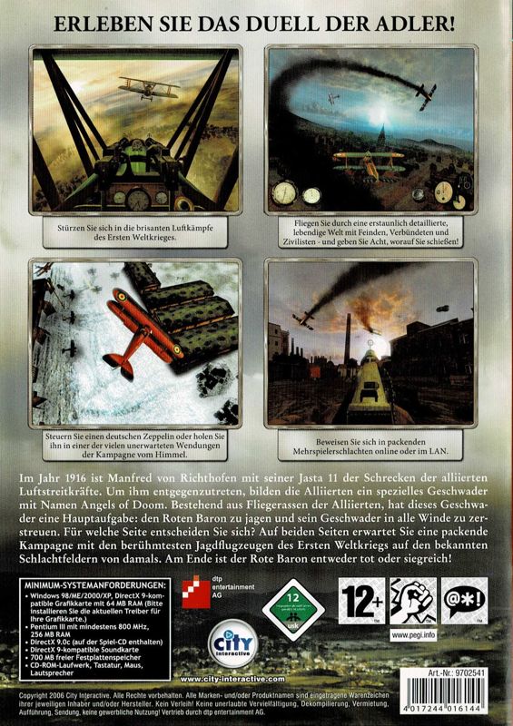 Back Cover for Wings of Honour: Battles of the Red Baron (Windows)