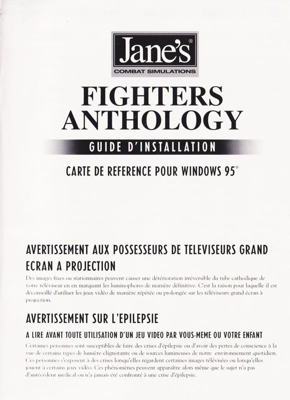 Reference Card for Jane's Combat Simulations: Fighters - Anthology (Windows): Install Guide - Front (32-page)