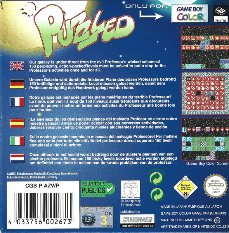 Back Cover for Puzzled (Game Boy Color)