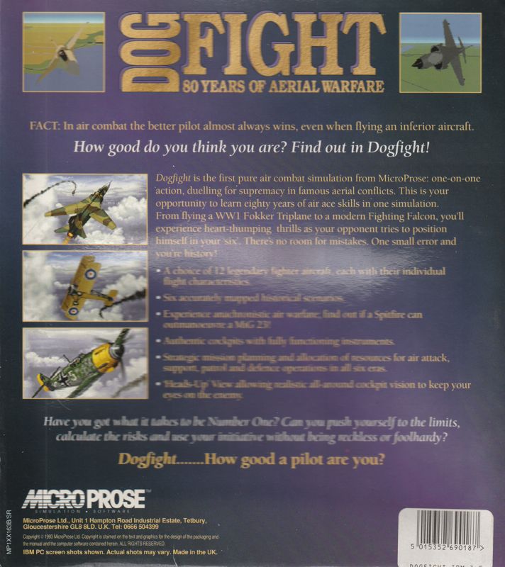 Back Cover for Air Duel: 80 Years of Dogfighting (DOS)