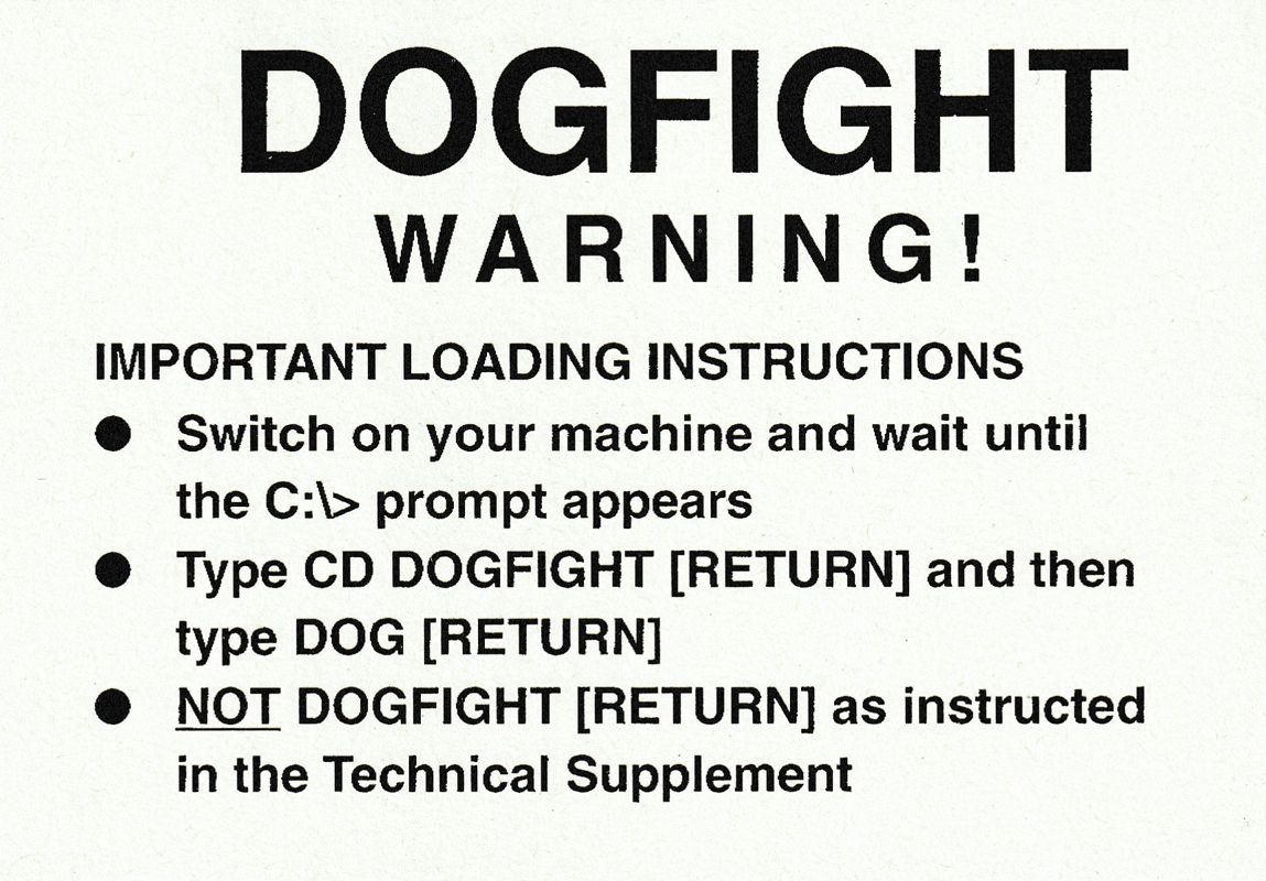 Other for Air Duel: 80 Years of Dogfighting (DOS): Important Information