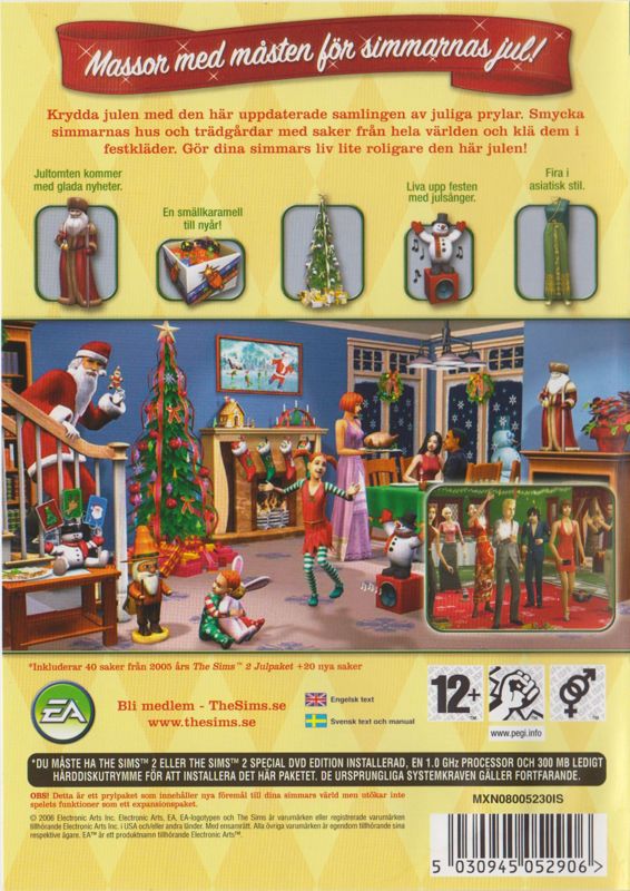 Back Cover for The Sims 2: Happy Holiday Stuff (Windows)