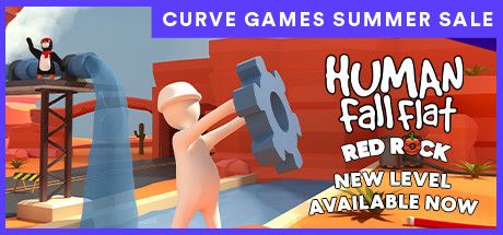 Front Cover for Human: Fall Flat (Macintosh and Windows) (Steam release; after Linux support was discontinued): Curve Games Summer Sale 2022 edition, "Red Rock, New Level Available Now"