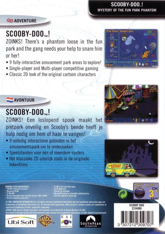 Back Cover for Scooby-Doo!: Mystery of the Fun Park Phantom (Windows) (Ubisoft eXclusive release)