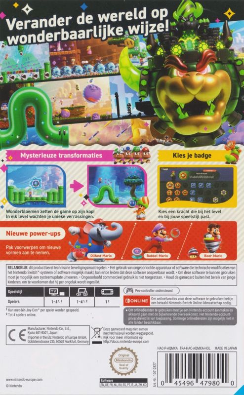 Back Cover for Super Mario Bros. Wonder (Nintendo Switch)