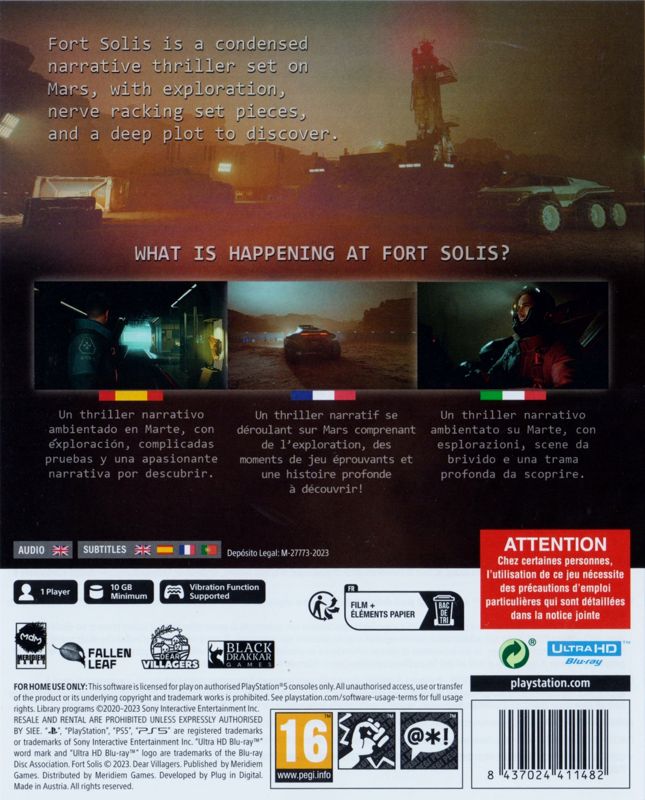 Other for Fort Solis (PlayStation 5) (Sleeved Keep Case): Keep Case - Back