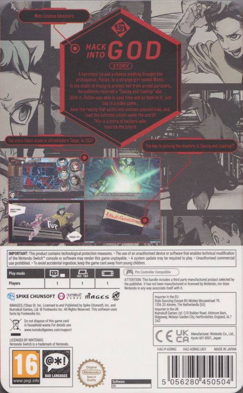 Back Cover for Anonymous;Code (Steelbook Launch Edition) (Nintendo Switch)