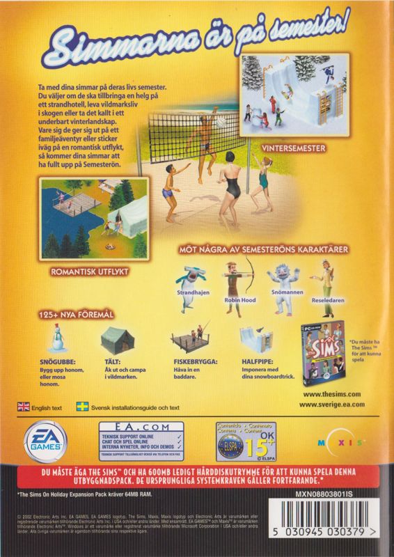 Back Cover for The Sims: Vacation (Windows)