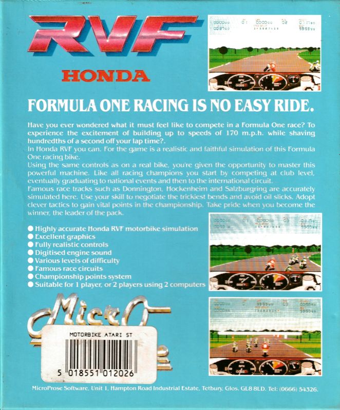 Back Cover for RVF Honda (Atari ST)