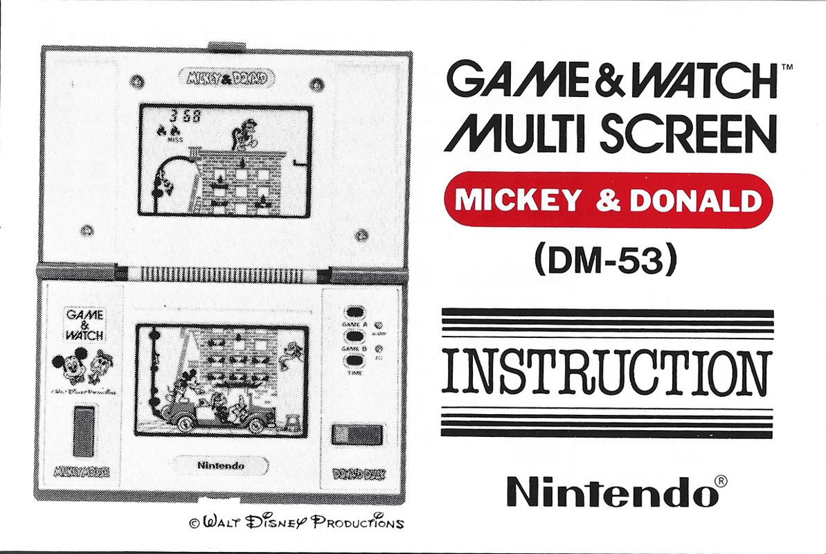 Manual for Game & Watch Multi Screen: Mickey & Donald (Dedicated handheld): front.